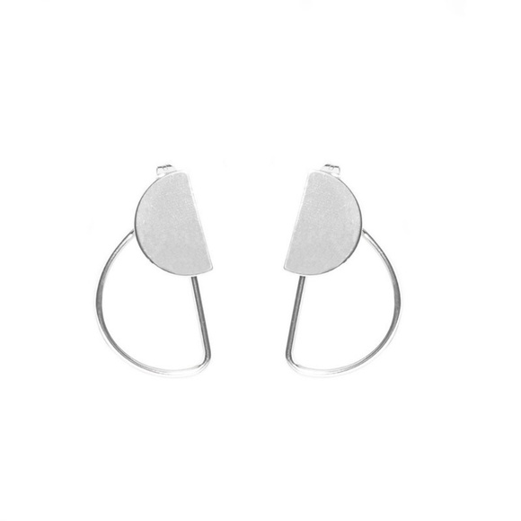 Modern hoop earrings Geometric earring Silver Gold - Picture 3 of 6